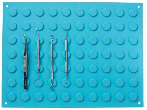 Image of Magnetic Mat for Instruments and Tools, 12 x 15 inches, Blue, Raised Round Magnets, Flexible, Non-Slip, Reusable and Autoclavable - 2X Magnetic Strength