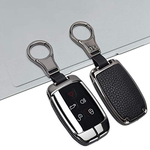 Funda de llave para F-Pace carcasa protectora de cuero negro compatible con 5 botones