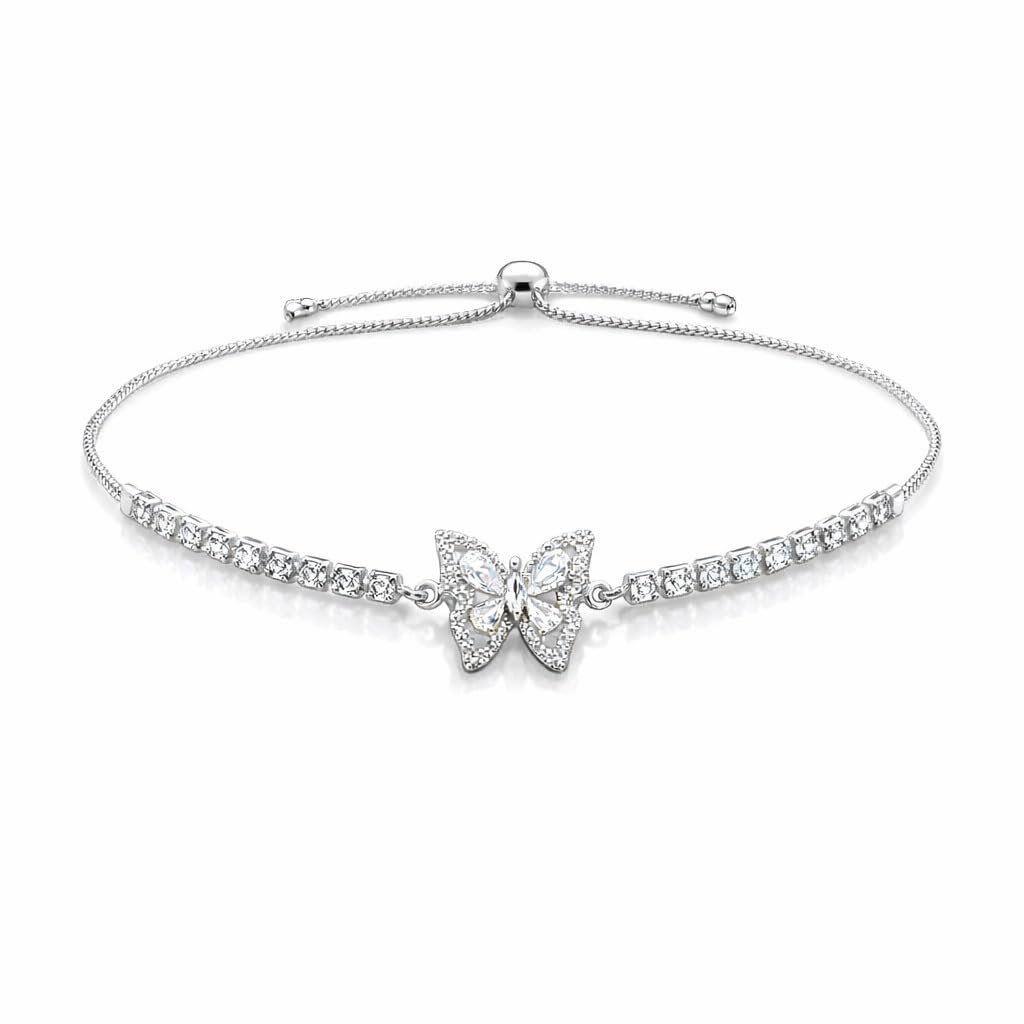 Heart Bracelets for Women Stylish Anti Tarnish Stainless Steel Silver Adjustable tulip Chain Bracelet American Diamond CZ Stone Daily Wear Jewelry | Gift for Her Jewellery for women Girls -545-image-17