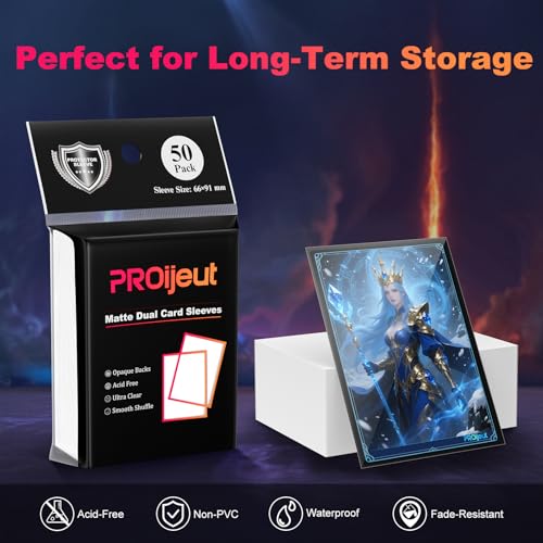 Image of 200 Pack Card Sleeves, Matte Dual Trading Card Sleeves with Opaque Back & Smooth Shuffle, Tear Resistant Card Protectors for MTG, TCG and Game Cards (Snow White)