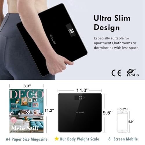 NUTRI FIT Digital Bathroom Scale for Body Weight, Bath Scale for Accurate Weight Watching with Large LCD Display, Most Accurate for The Elderly Safe Home Use, 330 lbs - Image 3
