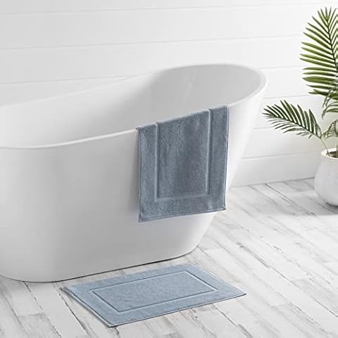WUS, 2PC Set TUB MAT 16"X24", Dusty Blue Cover