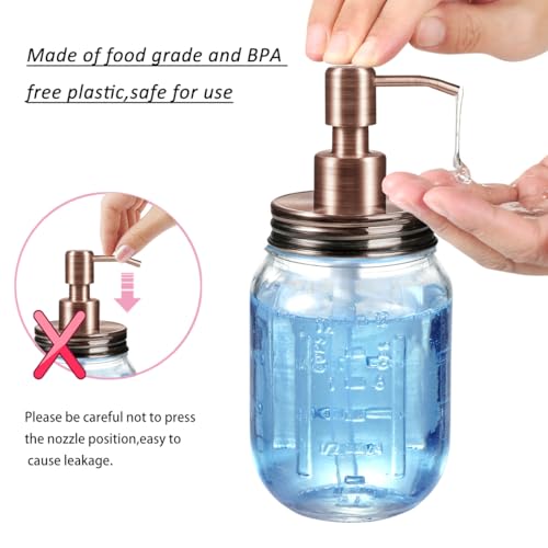 Image of Amolliar Mason Jar Liquid Soap Dispenser Lid, Copper 1 Pack, 16oz Soap Pump