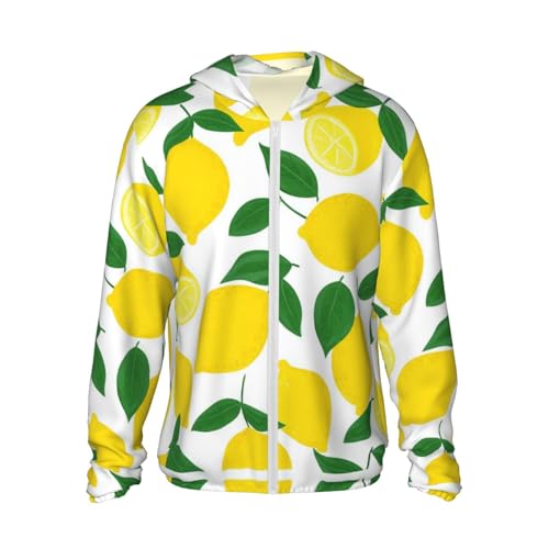 UPF 50+ Sun Protection Hoodie Rash Guard Long Sleeve Sun Shirt Yellow Lemon UV Shirt Full Zip Jacket