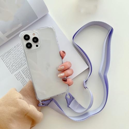Coque iPhone 12 Pro lanière violette pour garder les mains libres en voyage