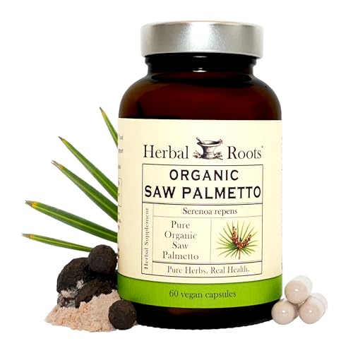 Herbal Roots Organic Saw Palmetto Capsules | 1,000mg per Serving | 60 Organic Vegan Capsules