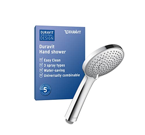 Duravit Universal Doccetta a mano, Doccia con 3 tipi di getto (Rain, Intense Rain, Soft Rain), Doccia a mano rotonda (Ø 110 mm), Doccetta con funzione MinusFlow a risparmio idrico, Cromo