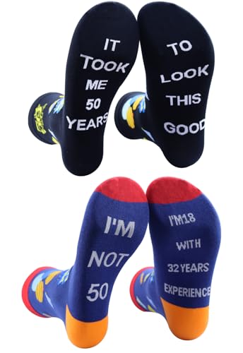 50th Birthday Gifts for Men Women, Funny 1976 50 Year Old Socks for Dad Mom Papa Mama Husband Wife Grandpa, Unique Fun Novelty Retired 50th Anniversary Ideas for Elderly Senior Citizen Christmas