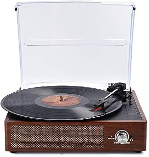 Record Player, SKEVONO Portable 3 Speed Vinyl Turntable, Bluetooth Vintage Record Player