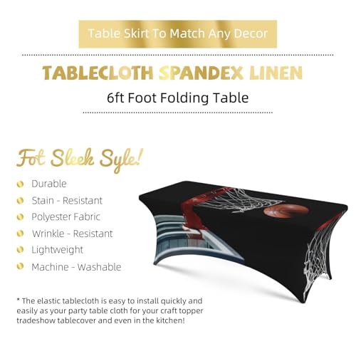 Nappe de table rectangulaire extensible en élasthanne imprimé basket-ball