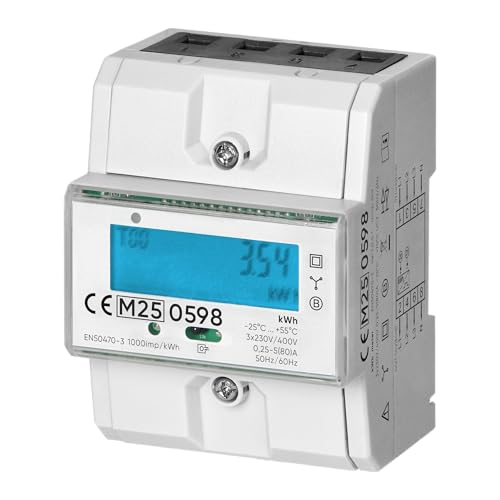 MIRATIC Compteur Electrique Triphasé 80A Certifié MID Mesure Bidirectionnelle (Consommation/Production) 230V/400V Écran LCD Rétroéclairé Wattmetre Montage Rail Din Electrique 4,3 Module