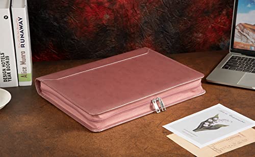 Free Engraved Name, Custom Portfolio Folder For Women, Pu Leather 3 Ring Binder Padfolio, Zipper Binder Organizer Ordner, Business Portfolio With A4 Writing Pad, Corporate Gift, Rosegold, Custom #TOP3