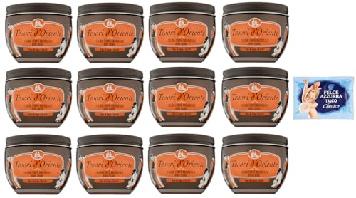 Crème corps Tesori d'Oriente lotus lot 12 hydratation karité peau sèche et talc Felce Azzurra 100g