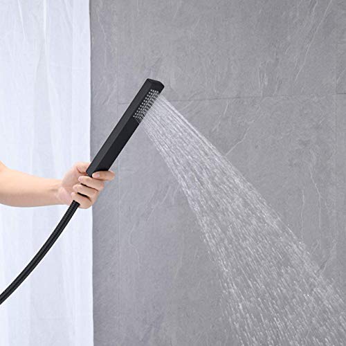 Robinet de baignoire autoportant noir mat en laiton avec douchette luxe