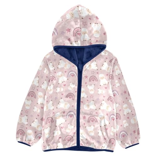 Cute Baby Sheep Girls Fleece Jacket Girls Fall Jacket Girls Zip Up Hoodie Girls Sherpa Jacket 2-10T