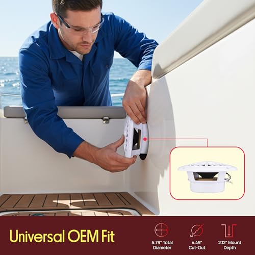 Image of Pyle 5.25 Inch Dual Marine Speakers - 2 Way Waterproof and Weather Resistant Outdoor Audio Stereo Sound System with 150 Watt Power, Poly Carbon Cone, Cloth Surround and Low Profile Design - 1 Pair