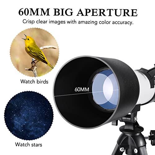 Telescópio refrator astronômico luneta luneta para viagens ao ar livre com tripé para crianças. Pres
