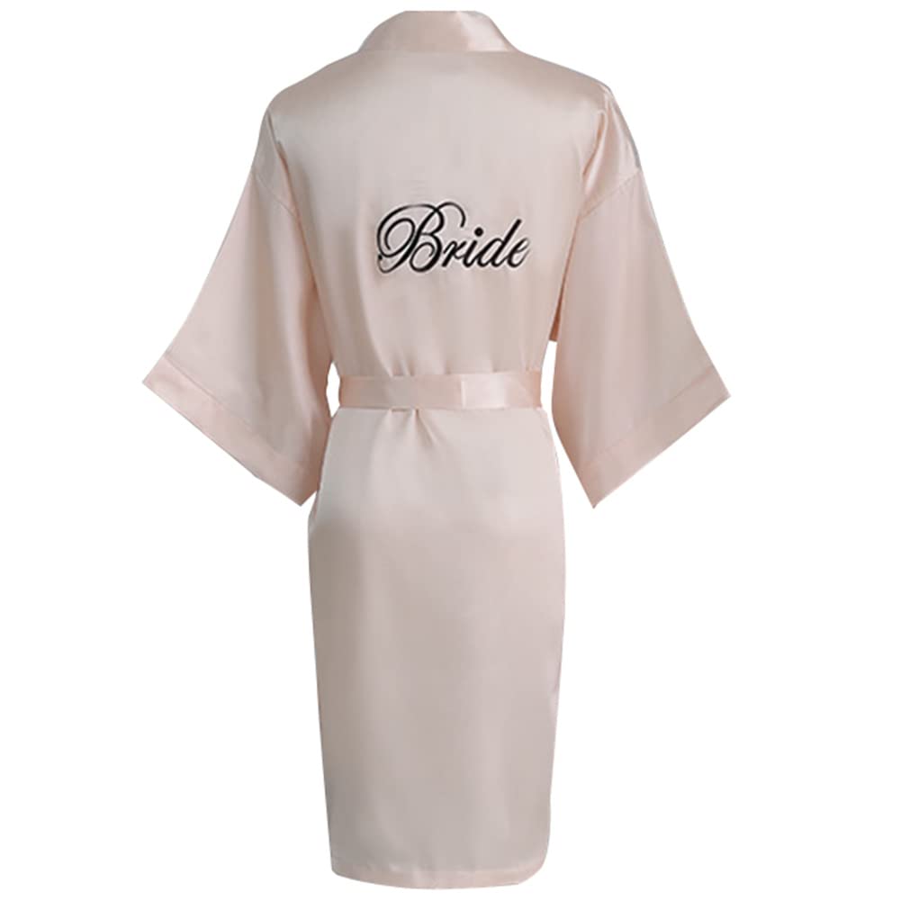 Xiinxigo Women's Bride Champagne Dressing Gown For Party Robes, Satin Kimono Robes, Bride Bathrobe, Nightdresses Sleepwear Dressing Gown,,2Xl