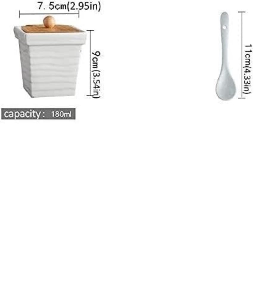 Botes para Condimentos, Botella De Especias De Cerámica, Azucarero, Recipiente para Especias, Juego De 4 con Tapa Y Bandeja, Recipiente para Sal con Cuchara Especias para Condimentos