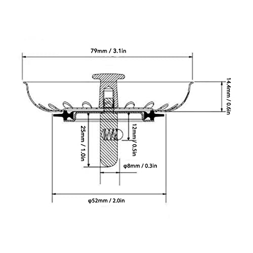 Colador para fregadero de acero inoxidable 3.1 pulg miniatura 6