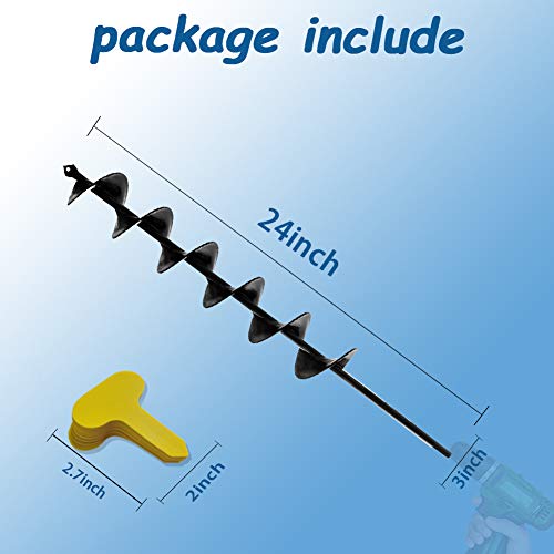 Sorangeun 3X24-Inch Garden Auger Drill Bit For Planting And Post Hole Digging - Upgraded Spiral Design, Solid Shaft - Hex Driver Drill Compatible #TOP1