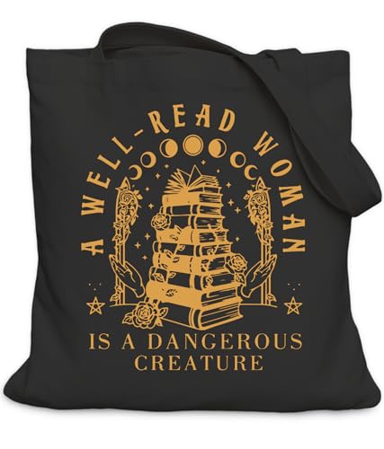 Image of Book Lovers Gifts Tote Bag for Bookish Readers, Aesthetic Book Tote Bag for Librarian, Medium Size with Inner Pocket