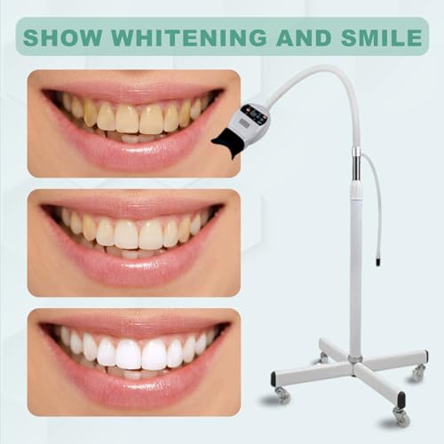 Image of Teeth Whitening Machine Professional Whitening Machine LED Light Mobile 36W Dental Teeth Whitening Bleaching Lamp Cold Light with Remote Control, Floor Stand Type (White)