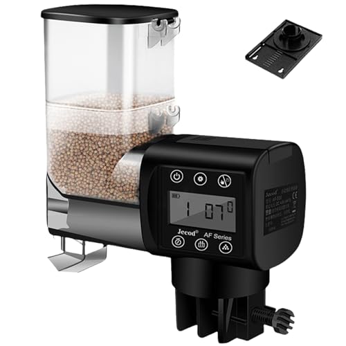 PORFOYO Futterautomat Aquarium, Automatischer Fischfutterspender, 250ML Fisch Futterautomaten, Fischfutterspender Aquarium Mit Display Für Die Fütterung Von Aquarien Im Urlaub