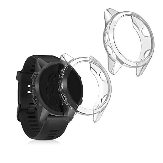 kwmobile 2 x sportskyddsfodral kompatibelt med Garmin Forerunner 745 – fodral silikon klart utan spårare transparent
