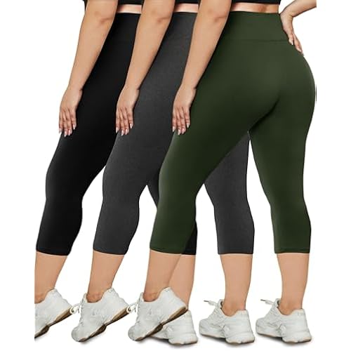 HLTPRO 3 Pack Plus Size Leggings for Women, High-Waisted and Stretchy