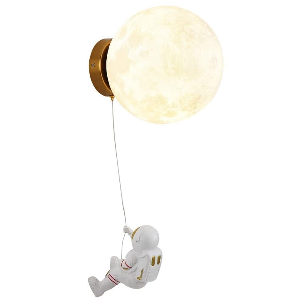 SMCCYYSD Astronaut Moon Wall Lamp Globe Children's Room Light Art Deco G9 Night Lamps Sconce for Bedroom Bedside Living Study Corridor Entryway Restaurant Mounted Lamp(Dia-20cm)