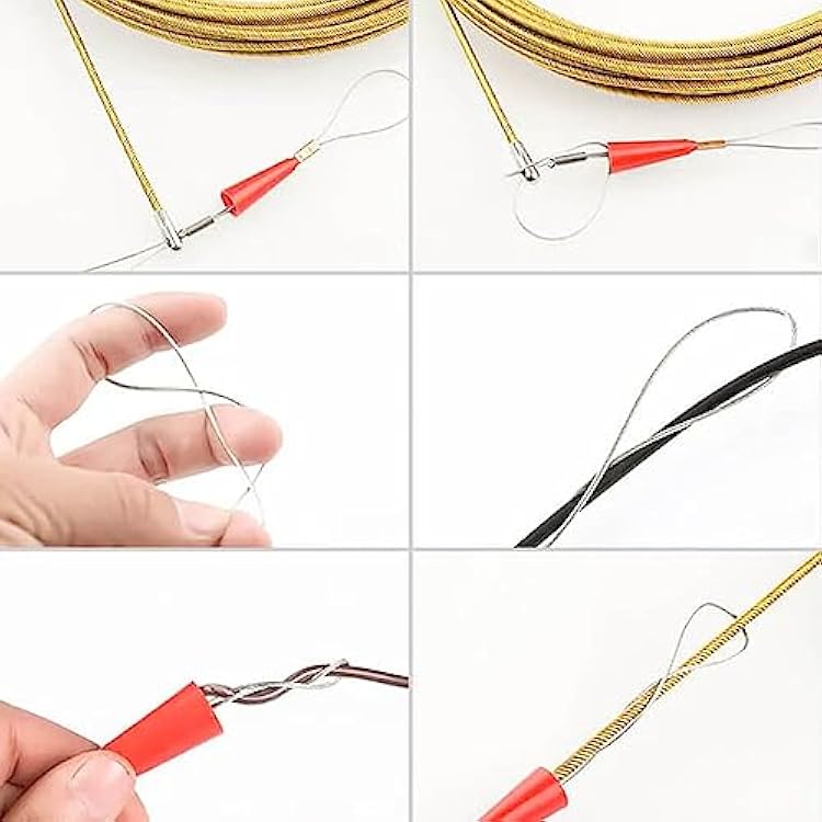 5M Universal Wire Lead Threading Device Tool, Gold Copper Fish Tape, Electrical-Fish-Tape, Wire Threading Tool