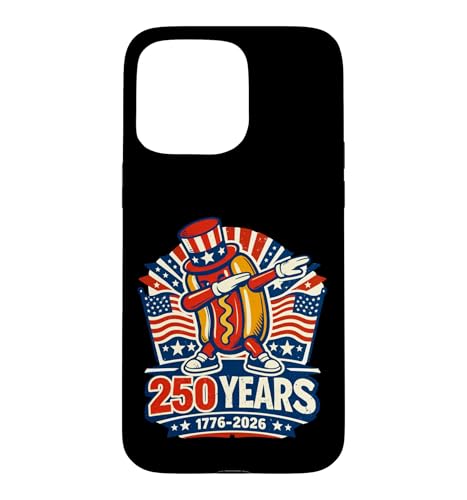 USA Anniversary 250 Dabbing Hotdog 250th America 7��4�� �X�}�z�P�[�X iPhone 15 Pro Max �p