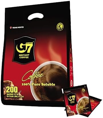 Trung Nguyen — G7 Instant Coffee — Pure Black — 100% Soluble Coffee — Strong and Bold — Instant Vietnamese Coffee (200 Packets)