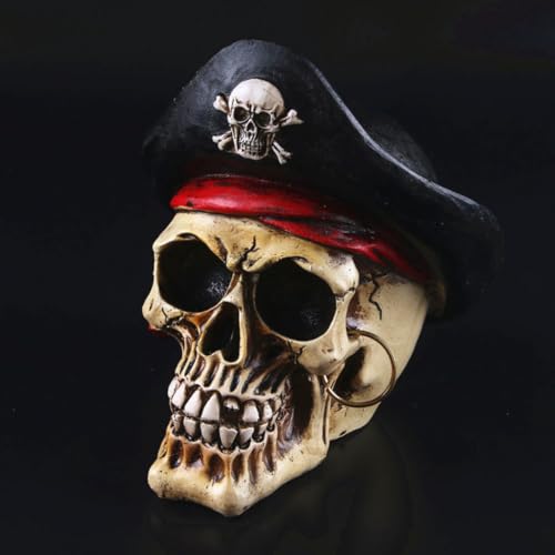Calavera pirata de diseño creativo en resina con textura envejecida 5