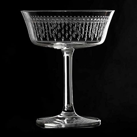 Retro Fizzio 1920 Coupe Glass 26cl - Single - Vintage Etched Crystal Champagne Saucer Cover