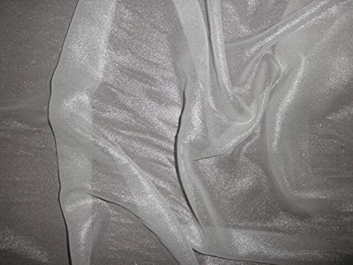 Tissu Georgette en soie argenté pailleté haut de gamme pour haute couture