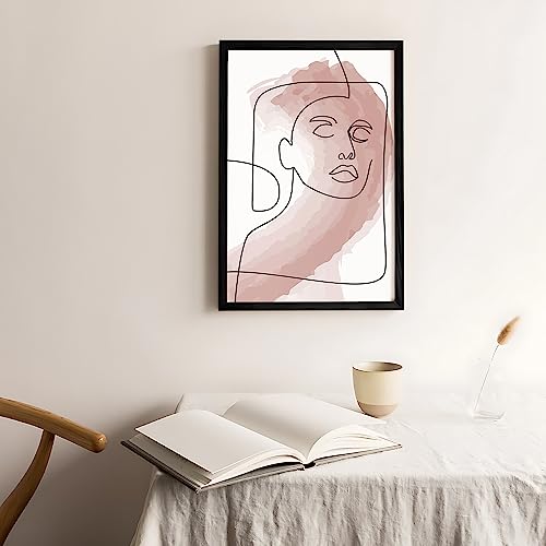 Image of Ritwika's Abstract Wall Art Of Outline Of Women Portrait Painting With Frame | Perfect For Home Office Decor | Size 9.5 inch x 13.5 inch Painting (03 - WOMEN)
