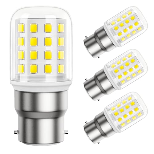 DiCUNO B22 Żarówka LED 4W, żarówka LED typu corn B22, światło dzienne białe 5000K, odpowiednik żarówki żarowej 60W, 740LM, niedimmowalna lampa ceramiczna do oświetlenia domowego, 230V, 4 szt.