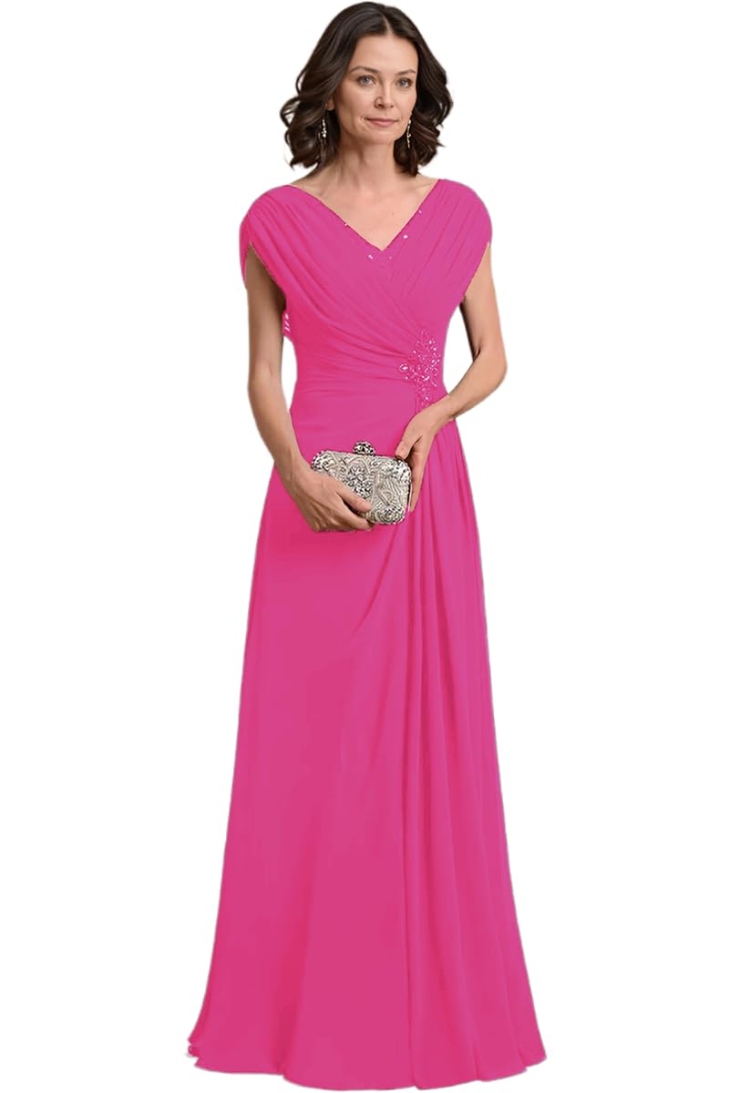Cap Sleeves Mother of The Bride Dress 2026 V Neck A Line Formal Evening Gown for Women Grandmother of Bride Gowns