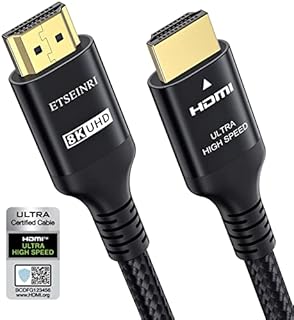 Etseinri 8K 4K HDMI 2.1 Cable 5M, Certified 48Gbps Ultra High Speed HDMI Cable 4K 120Hz 8K 60Hz 10K eARC HDCP 2.2&2.3 Dynamic HDR D.olby Atmos Compatible with PS5 Xbox HDTV Monitor