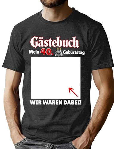 VVNTY 40 Geburtstag Männer Tshirt Gästebuch Mein 40 T-Shirt Lustiges Geschenk Druck Kurzarm Tops (Grau1 L)