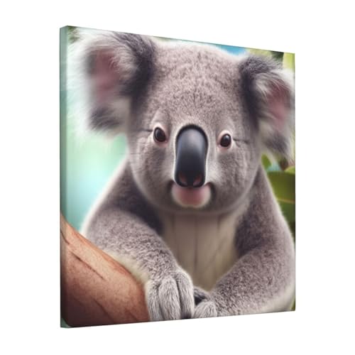 Toile koala mignon 30x30 cm pour illuminer la décoration murale d'une chambre d'enfant mansardée