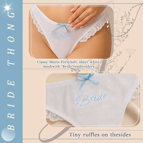 Bride Thong,S/M/L Lace Ruffle Embroidered Thong,Bride Panties,Bridal Bachelorette Bridesmaid for Brides Gift4