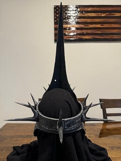 Steel Medieval Knight Helmet Witch-King Fantasy LARP Cosplay | Full Plate Design, 62cm Circumference, Spiked Cap Style, LARP & Cosplay Use, Aged Steel Finish