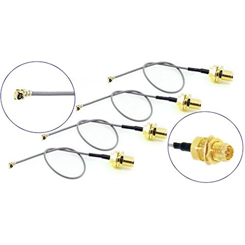 GP Electric Pack of 4 RF U.FL(IPEX/IPX) Mini PCI to RP-SMA Female Pigtail Antenna Wi-Fi Low Loss Coaxial Cable 1.13mm (10 inches (25.5 cm)) Cover