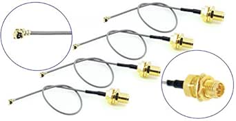 Paquete de 4 RF U.FL (IPEX/IPX) Mini PCI a RP-SMA hembra Pigtail Antena Wi-Fi Cable coaxial de baja pérdida 0.044 in (10 pulgadas (10.0 in)