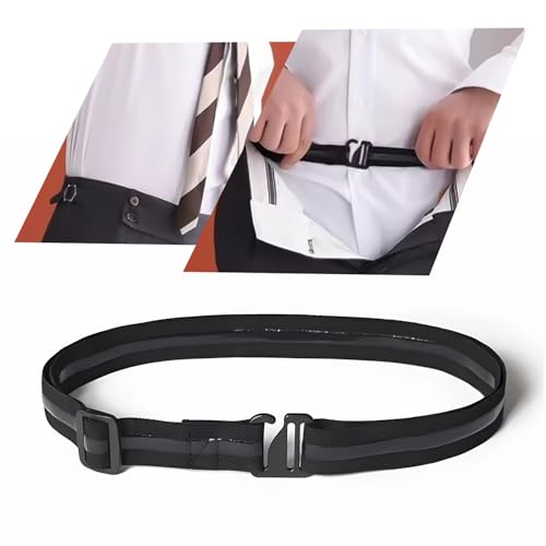 TORMEN Elastic Shirt Stay Belt Tucker Holder Adjustable Elastic Band No-Show Anti-Slip Stretch Waist Belt for Tucked-in Business & Casual Use for Men(Black)