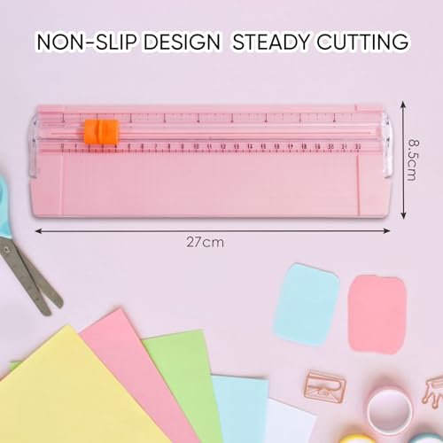 Kokorosa Cortador de papel A5, mini aparador de papel potável, cortador de papel reto com proteção d