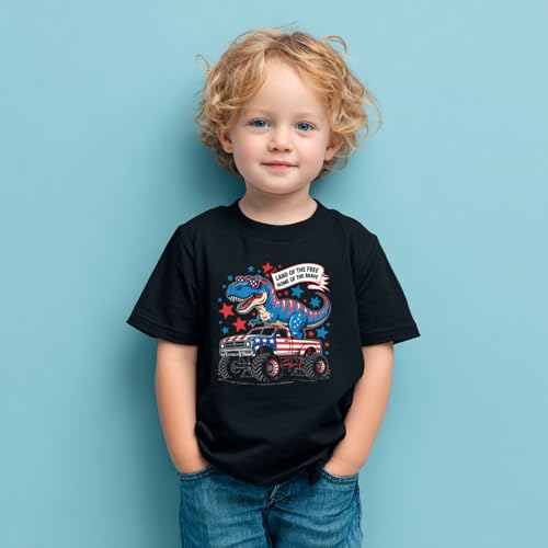 Image of Boys Constitution Day 250 Anniversary USA Shirt Independence Shirt 3-8T | for Kids Boys Girls Toddlers 3T-8T, 4th of July Dinos Flag Patriotic Tee, Independence Day